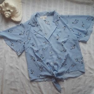 NWOT button down tie up blouse